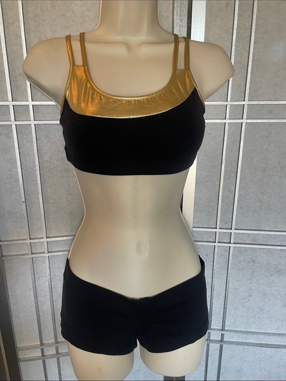 Black and Gold Sports Bra Top Elisabetta Rogiani - M